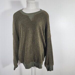 ASKK NY Womens Green Oversized Sweatshirt 100% Cotton Textured Gorpcore XL/4